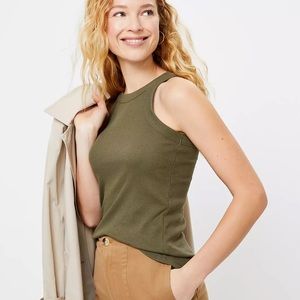 LOFT Army Green Ribbed Racerback Tank